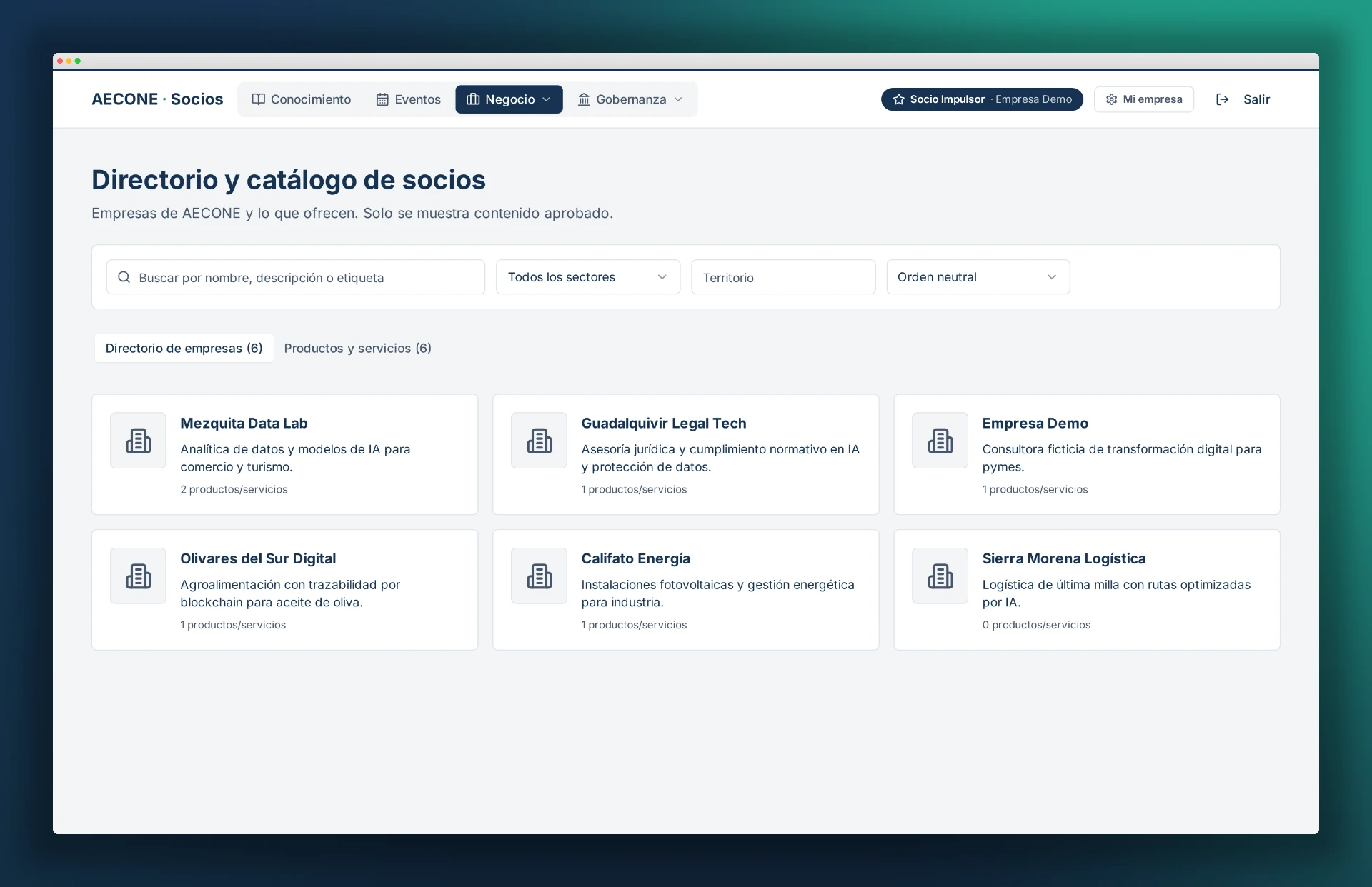 Datta Conecta: Directorio y catálogo