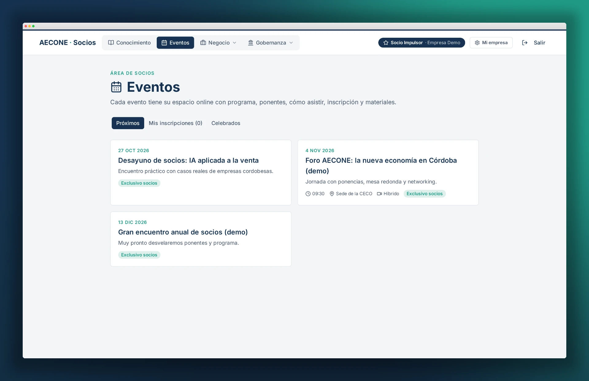 Datta Conecta: Eventos e inscripciones