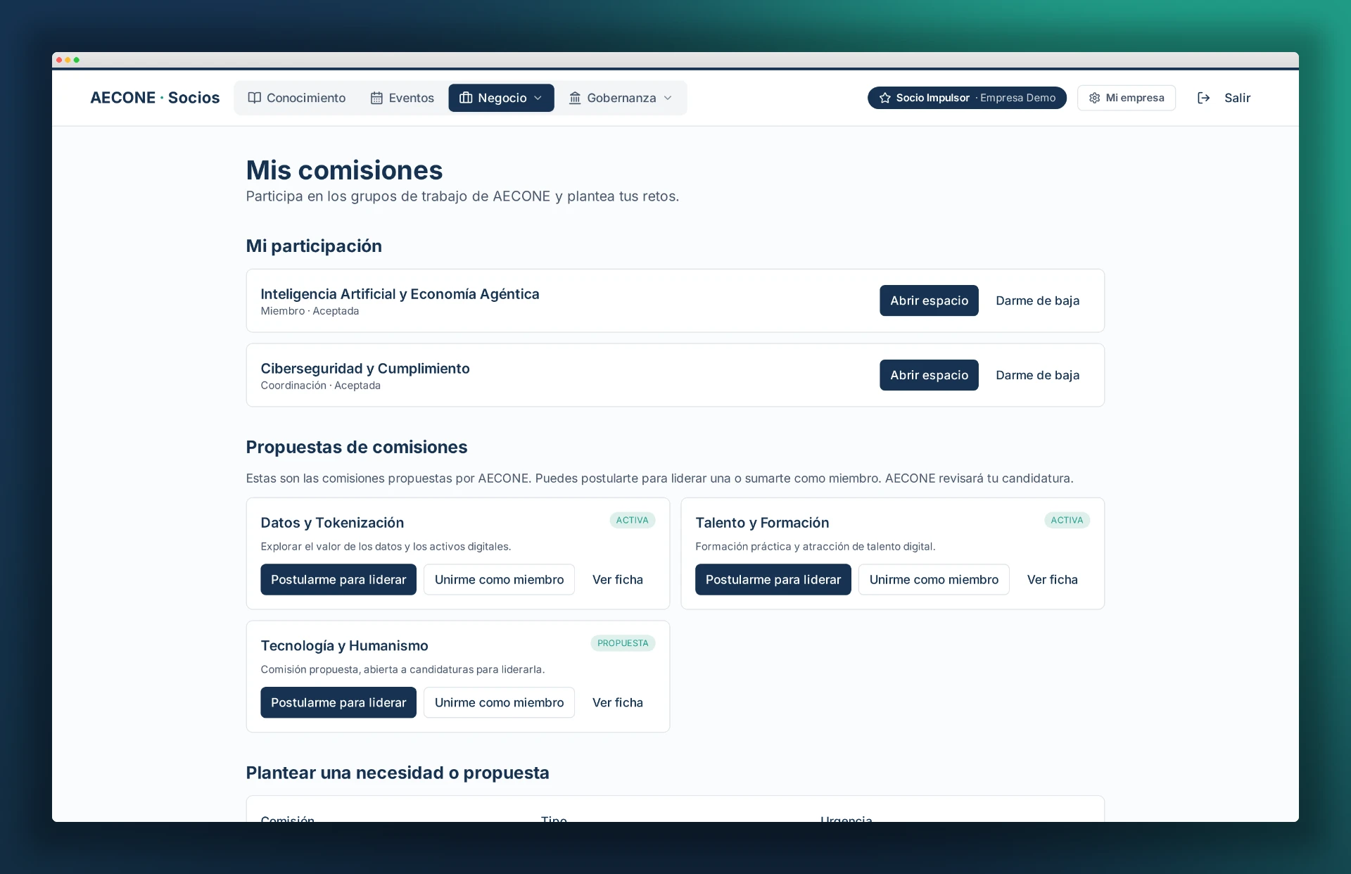 Datta Conecta: Comisiones de trabajo