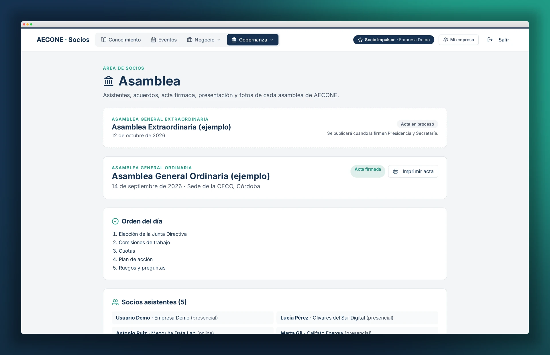 Datta Conecta: Asamblea y gobernanza